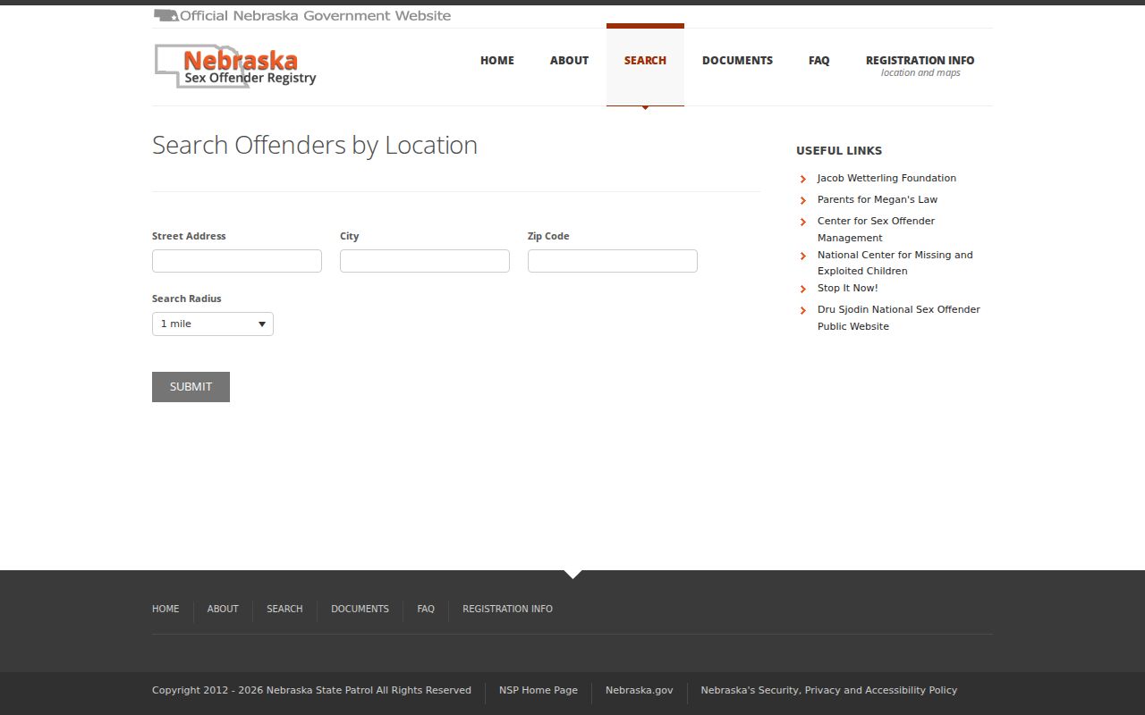 Merrick County sex offender registry address-radius search
