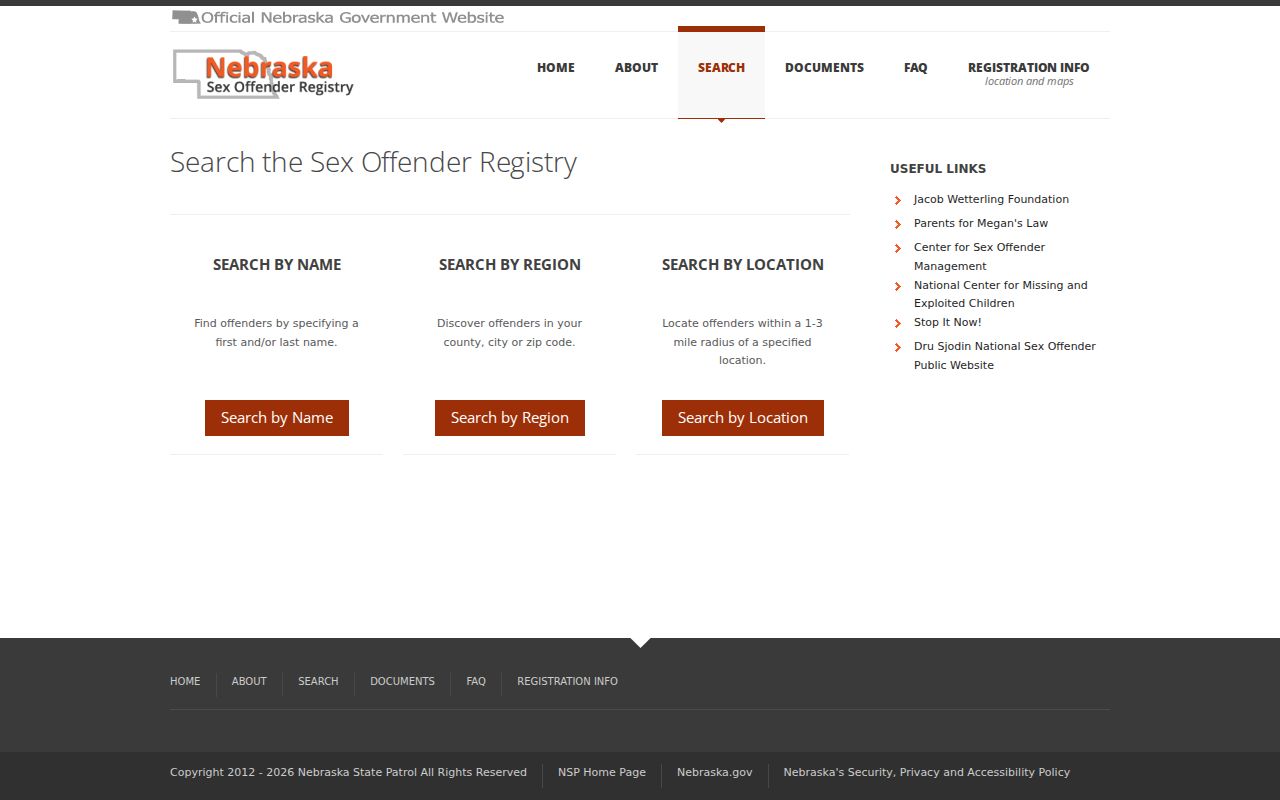 Merrick County sex offender registry results and profile interface
